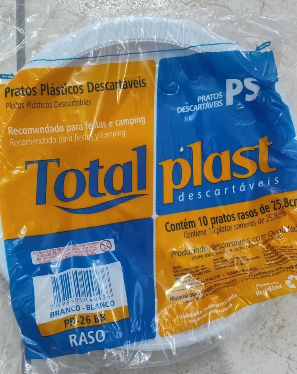 Prato plástico raso Totalplast PR-26 BR
