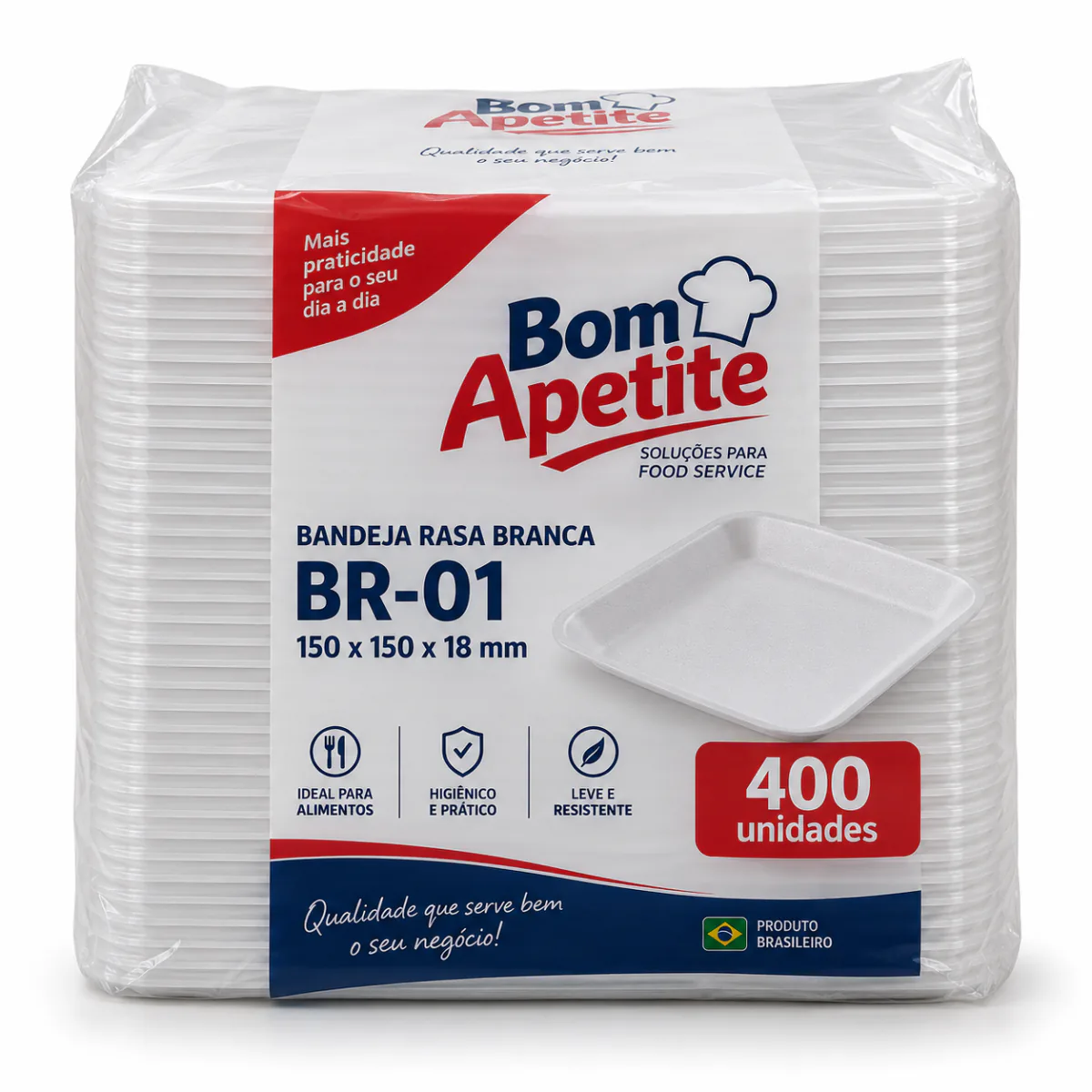Bandeja rasa branca BR-01 Bom Apetite