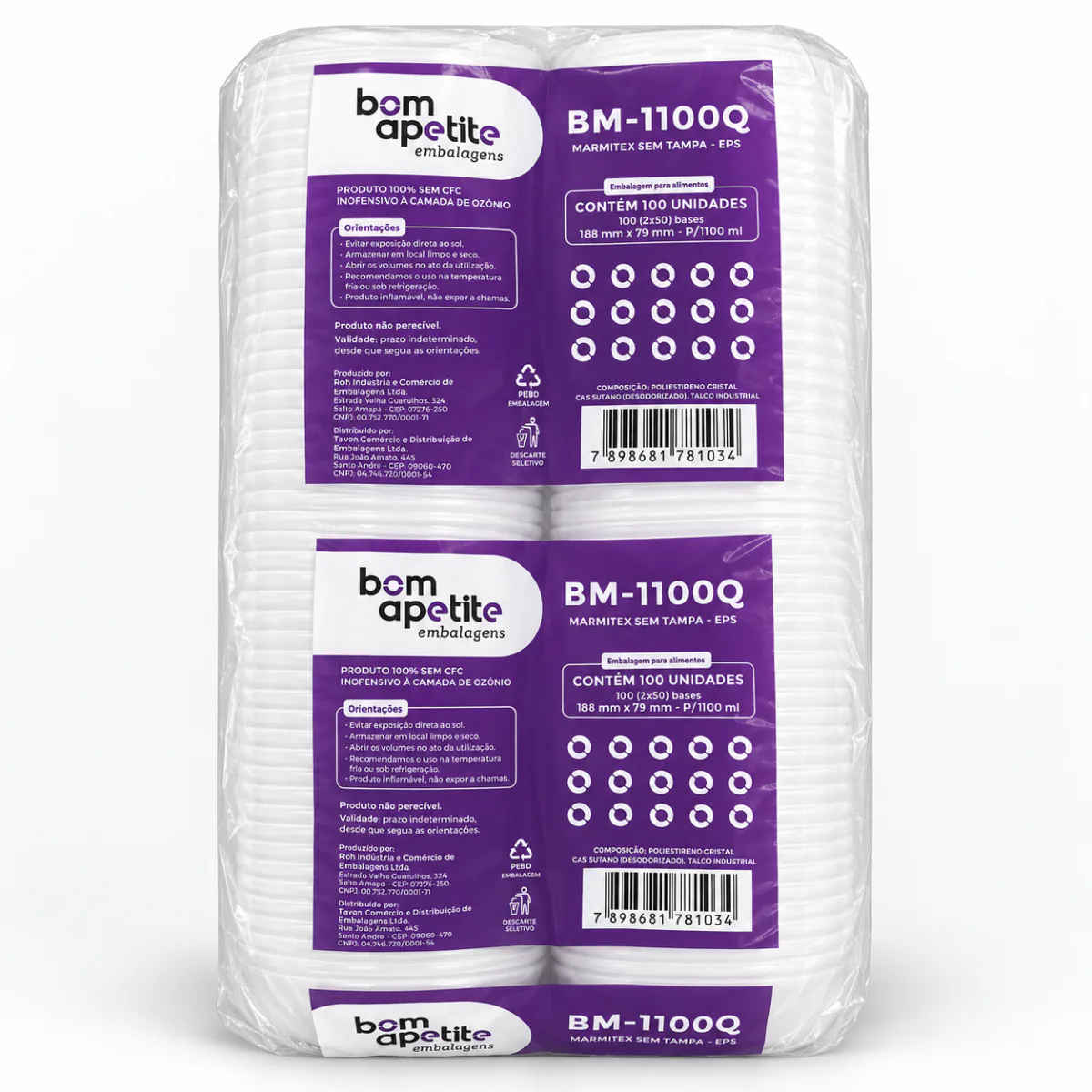 Marmitex BM-1100Q EPS sem tampa