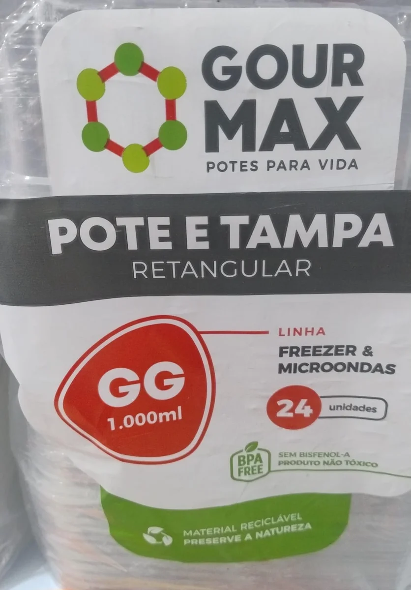 Pote e tampa retangular Gourmax GG 1.000 ml