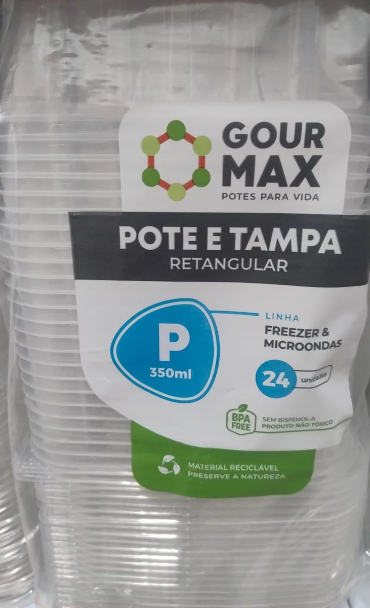 Pote e tampa retangular Gourmax P 350 ml