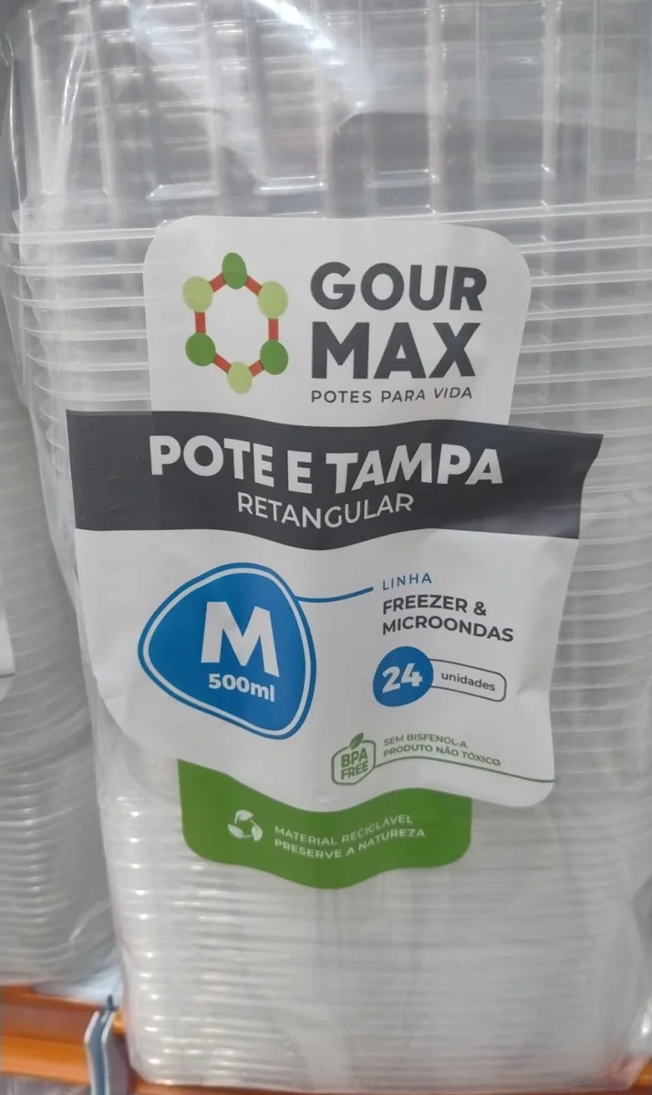 Pote e tampa retangular Gourmax M 500 ml