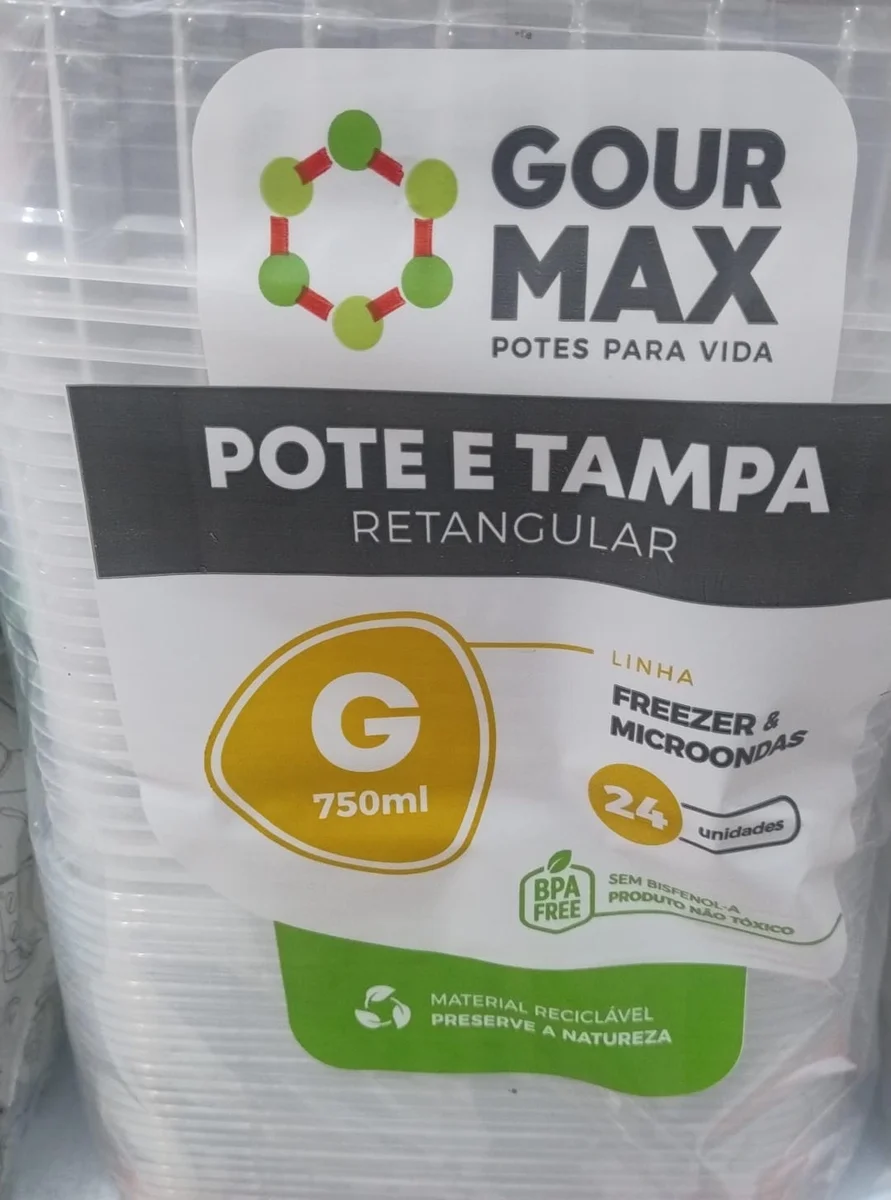 Pote e tampa retangular Gourmax G 750 ml