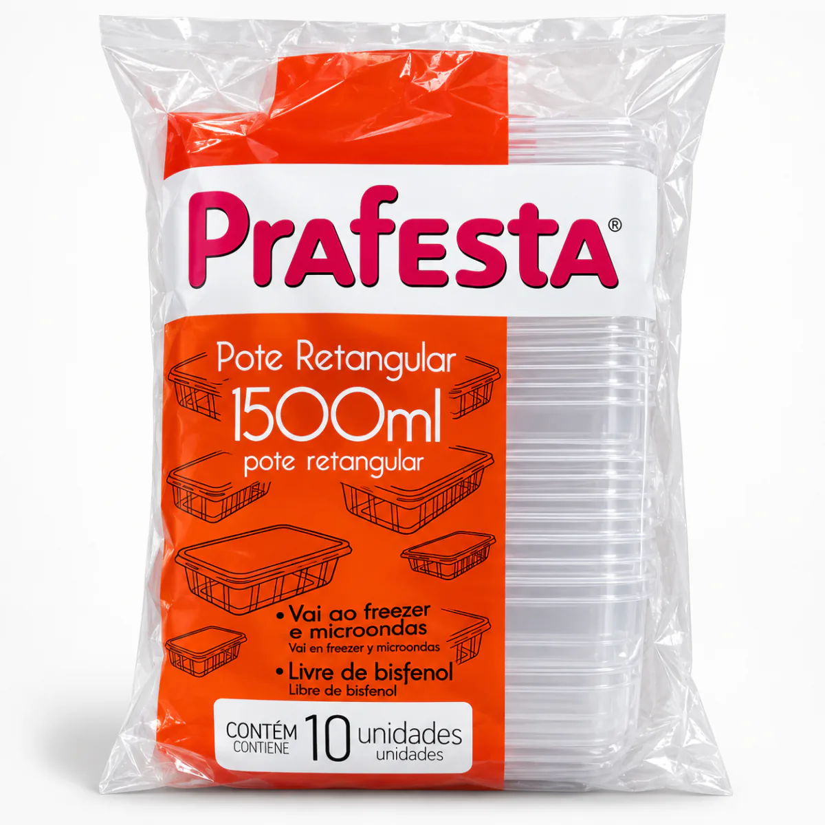 Pote retangular Prafesta 1.500 ml